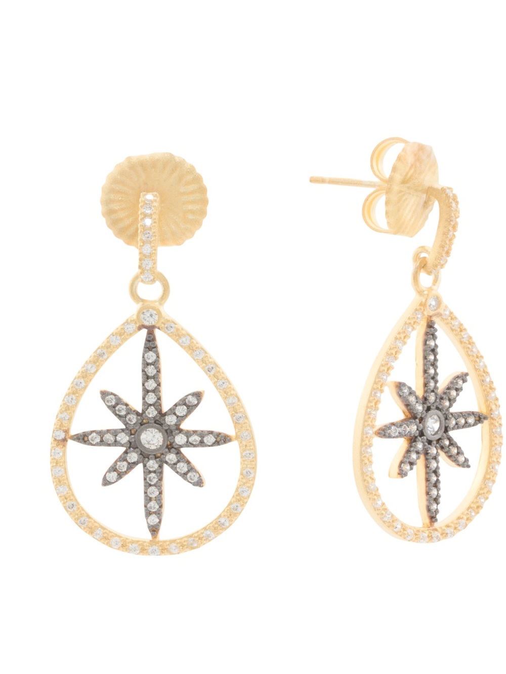 14kt gold plated sterling silver star drop earrings